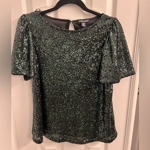 Hilary Radley Green Sequins Top, Size S